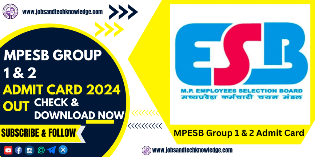 MPESB Group 1 & 2 Admit Card