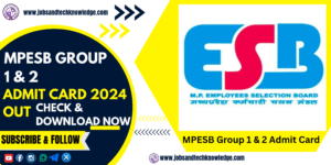 MPESB Group 1 & 2 Admit Card