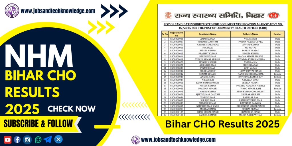 NHM Bihar CHO Results